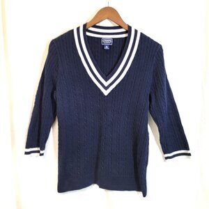 Chaps Classics Navy Cable Knit V-Neck Sweater XL